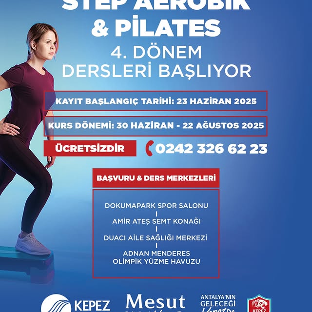 Kepez Belediyesi'nden Ücretsiz Step Aerobik ve Pilates Dersleri