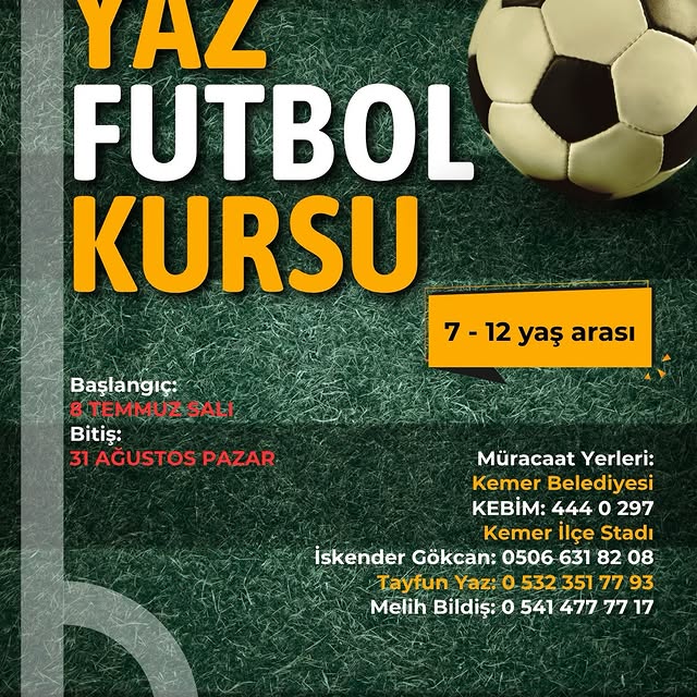 Antalya Kemer Belediyesi Yaz Futbol Kursu Başlıyor