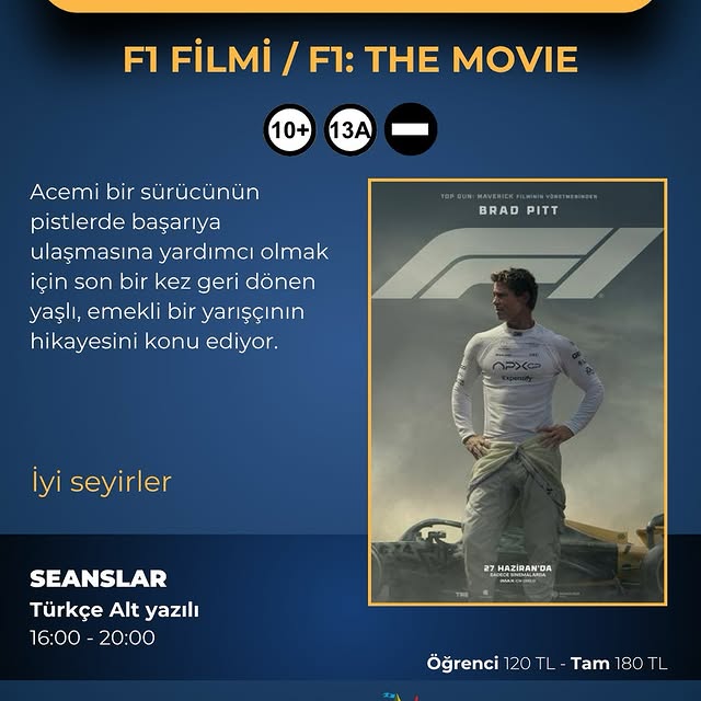 Antalya Kemer'de Her Gün F1 Film Gösterimi Başladı
