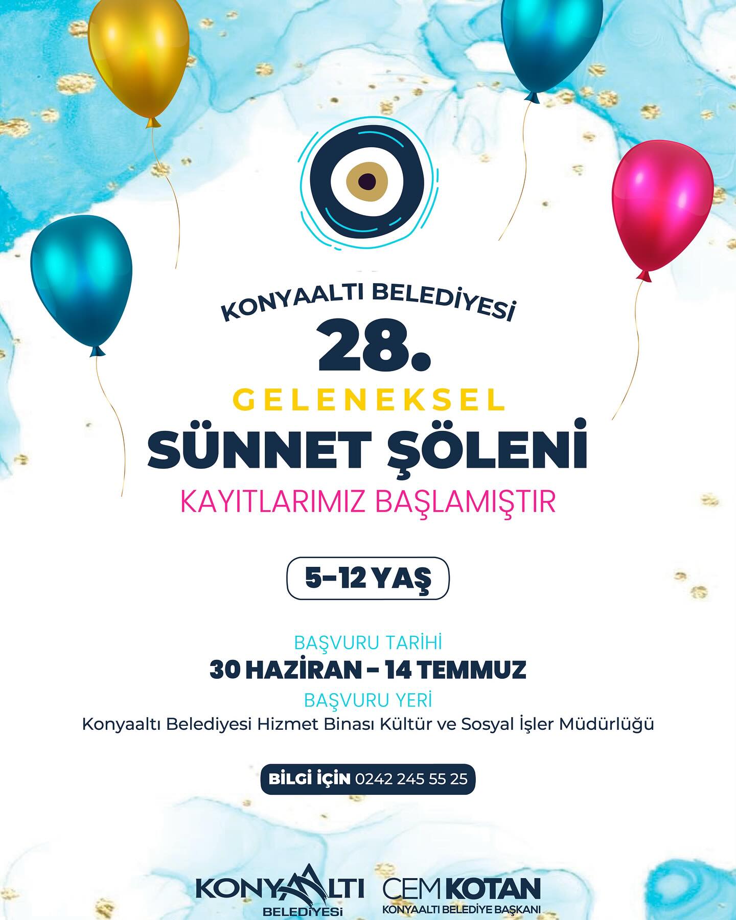 Konyaaltı Belediyesi'nden 28. Geleneksel Sünnet Şöleni Kayıtları Başladı