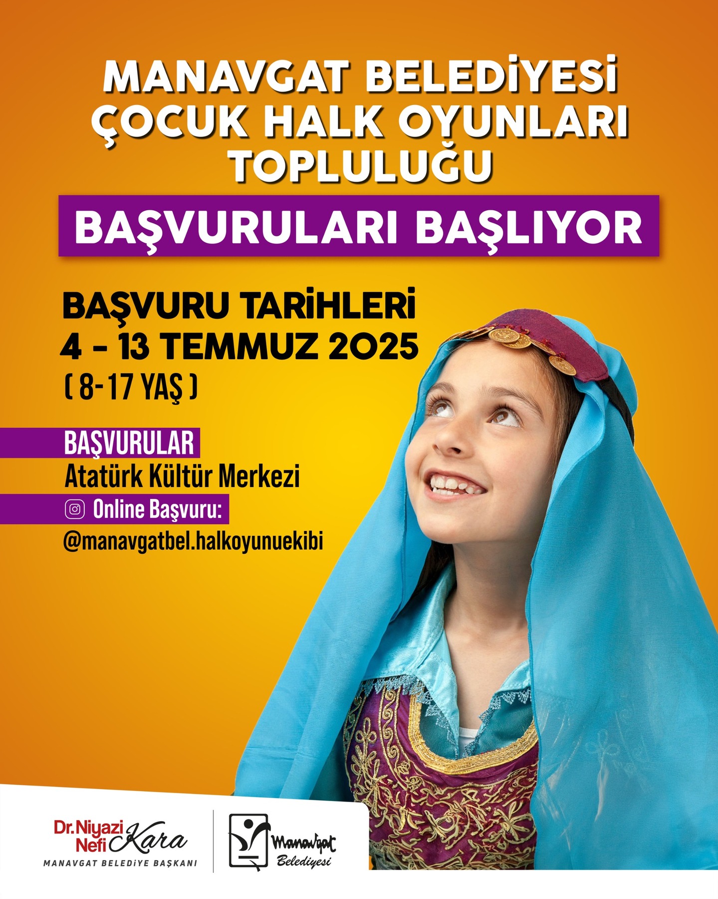 Manavgat Belediyesi'nden Çocuk Halk Oyunları Topluluğu Başvuruları Başlıyor