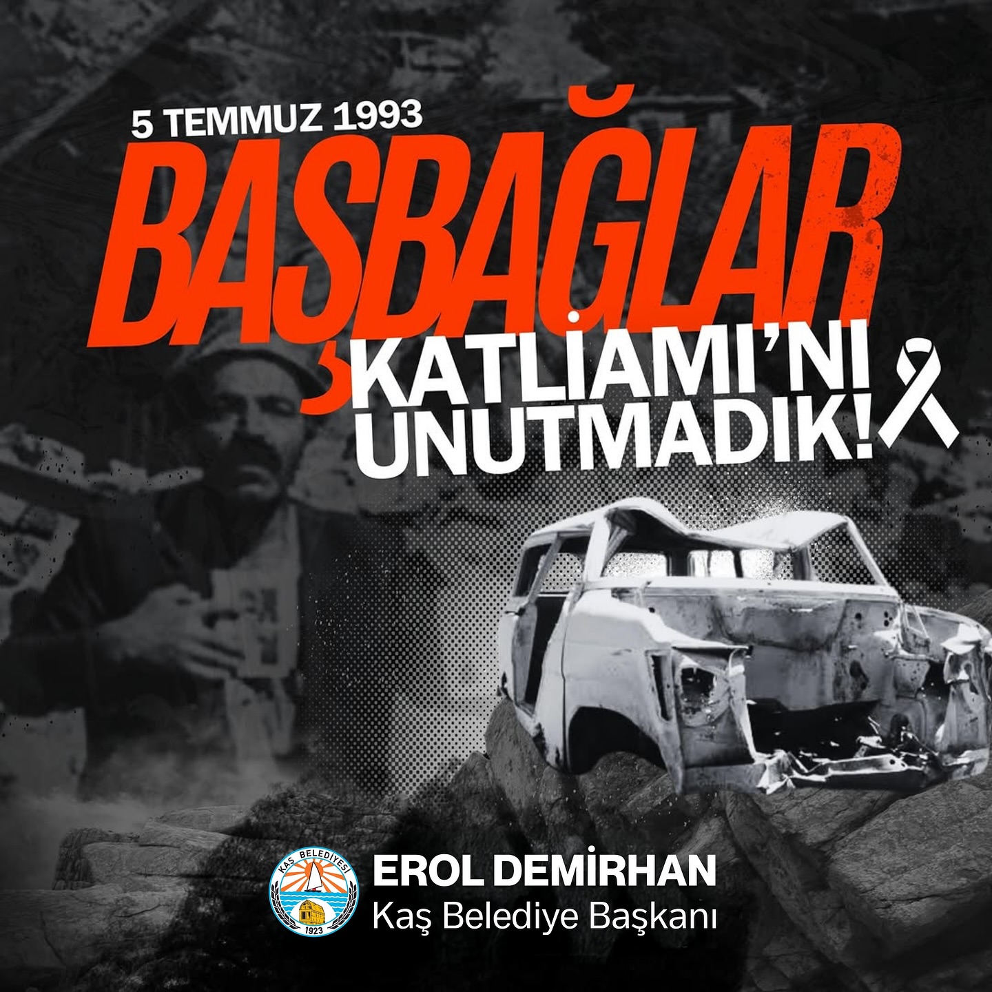 Kaş Belediyesi, Başbağlar Katliamı'nı Anma Mesajı Yayınladı