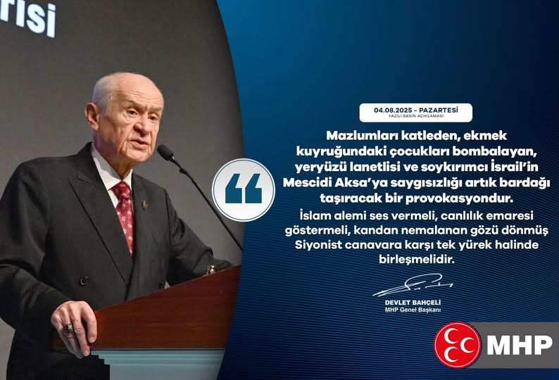 MHP Lideri Bahçeli, İsrail'in Mescid-i Aksa'ya Saygısızlığını Kınadı