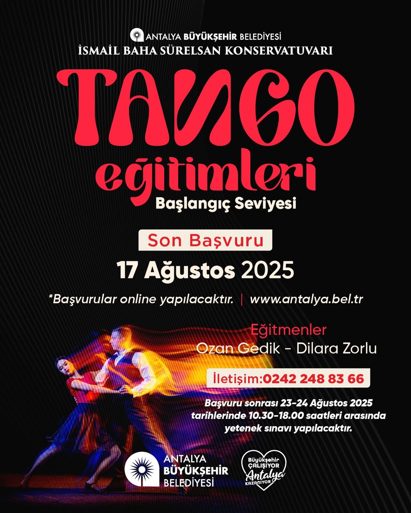 Antalya'da Tango Tutkusu: Büyükşehir Belediyesi Konservatuvarında Başlangıç Seviyesi Eğitimler