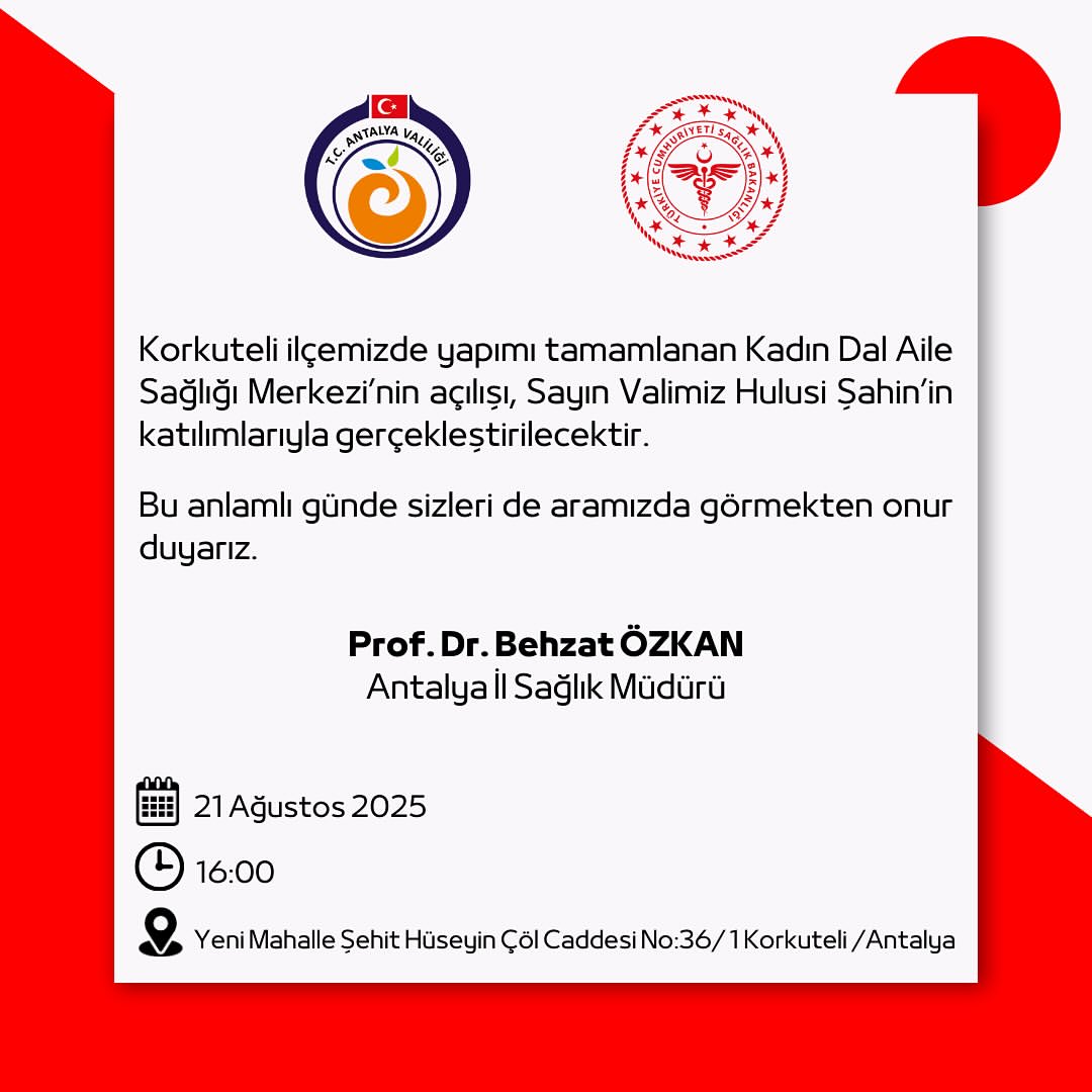 Antalya Korkuteli'de Yeni Aile Sağlığı Merkezi Açıldı