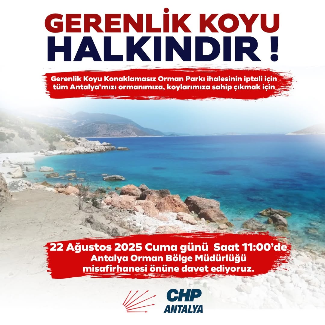 Gerenlik Koyu'nun İhalesi İçin CHP Antalya'dan Eylem Çağrısı