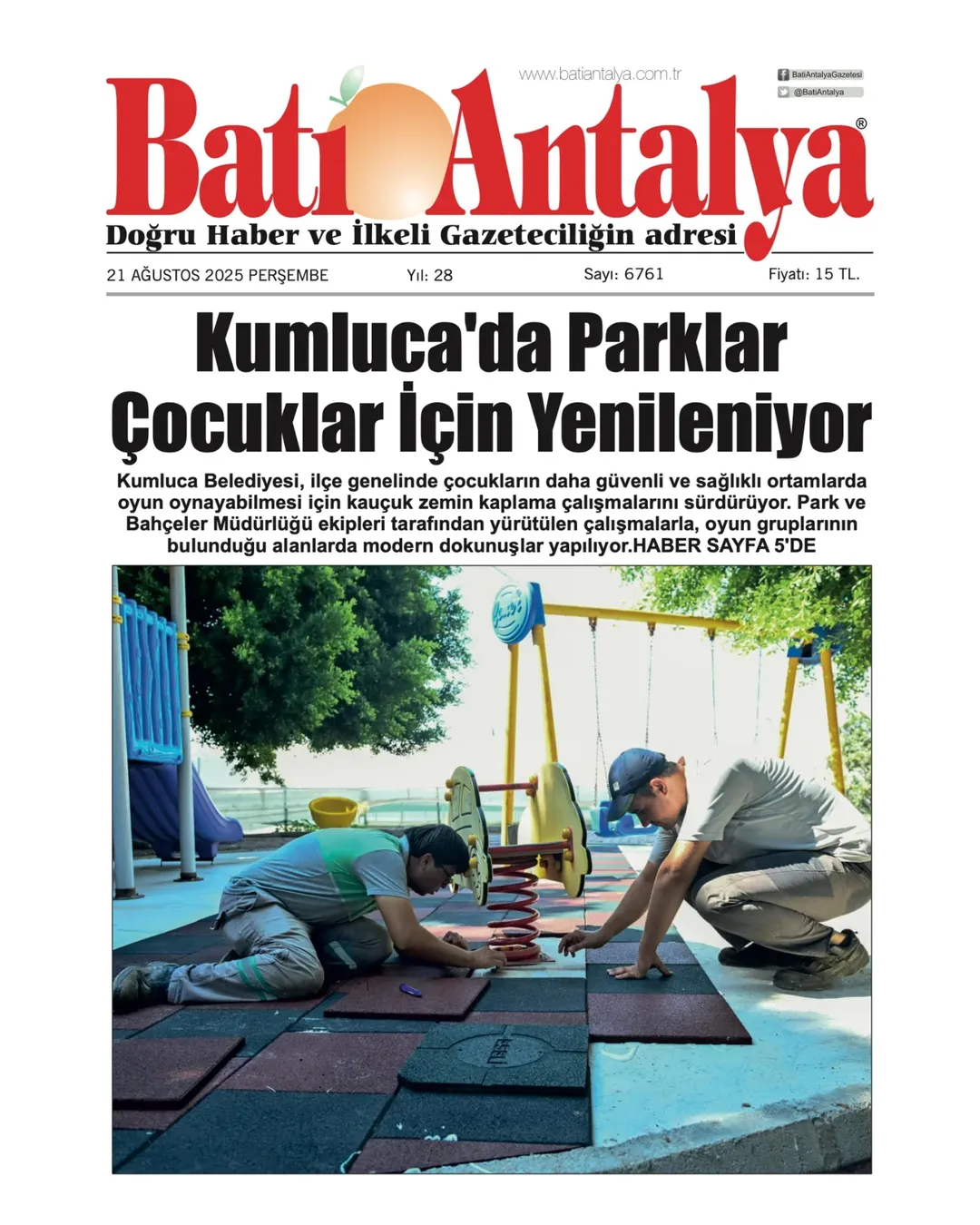 Kumluca'da Çocuklar İçin Güvenli Oyun Alanları: Kauçuk Zemin Kaplama Çalışmaları Başladı