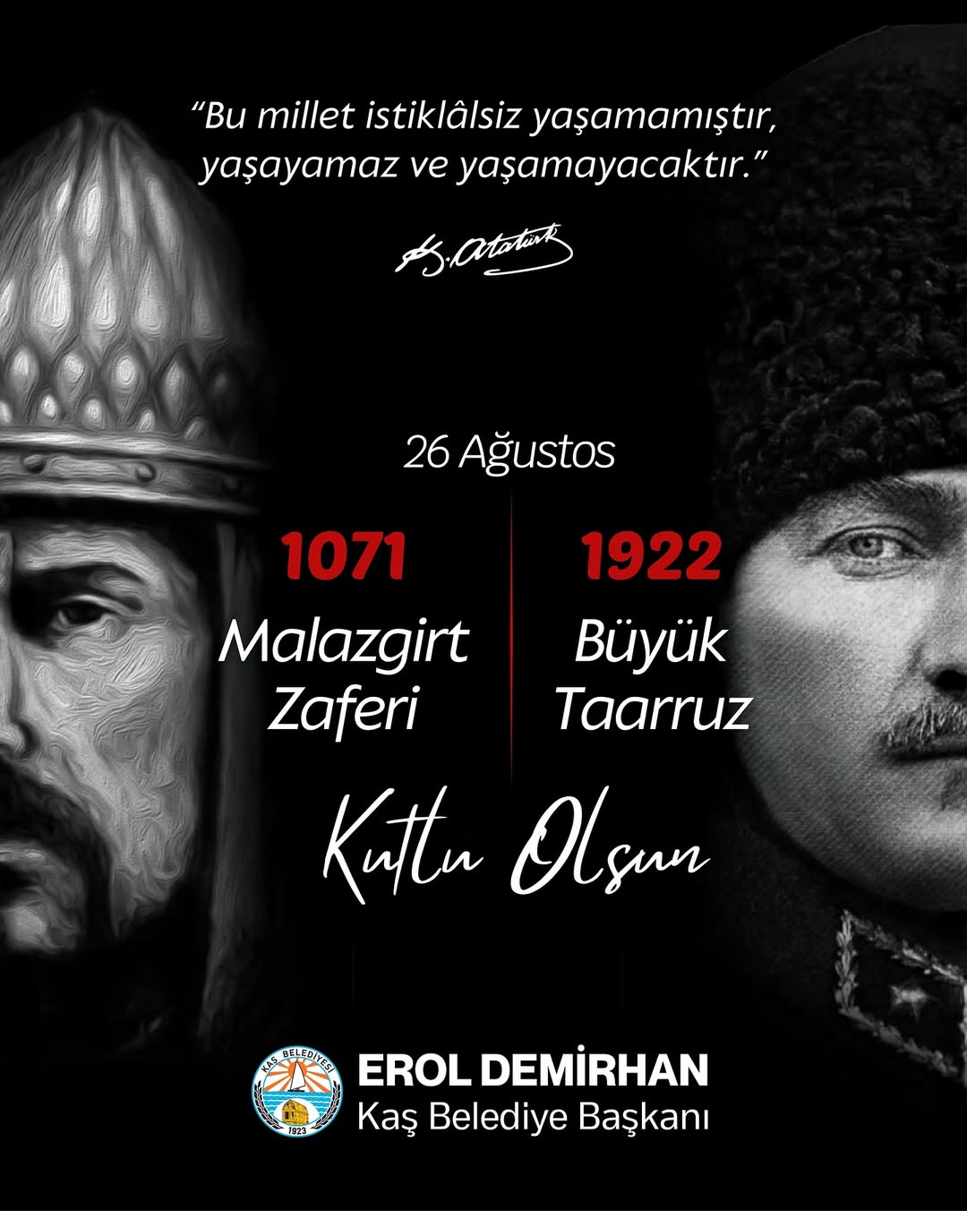 Kaş Belediyesi, Malazgirt Zaferi ve Büyük Taarruz'u Anma Töreni Düzenledi