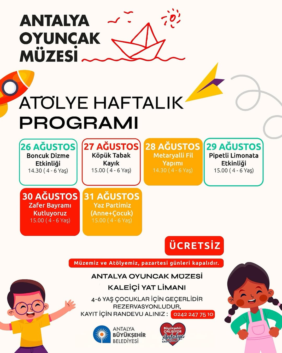 Antalya Oyuncak Müzesi'nde Ağustos Ayı Boyunca Çocuklara Özel Eğlenceli Atölye Etkinlikleri