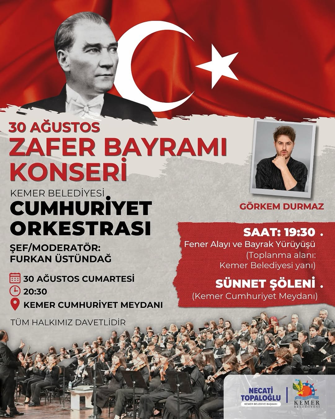 Kemer'de Zafer Bayramı Coşkusu: Konser, Fener Alayı ve Sünnet Şöleni