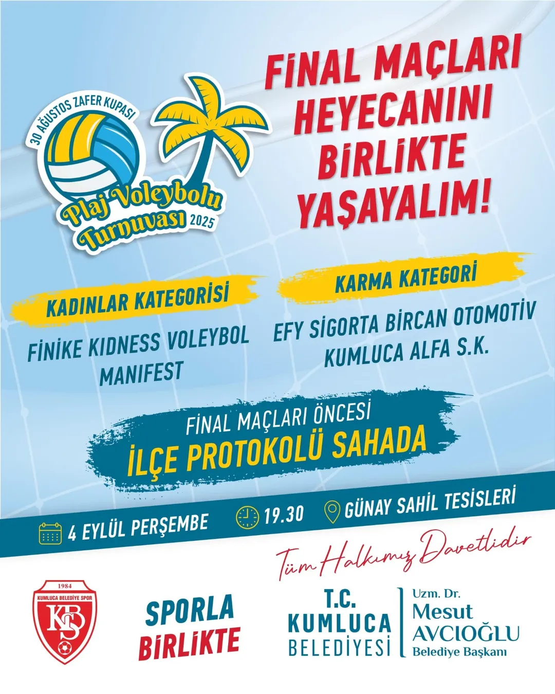 Antalya Kumluca'da Plaj Voleybolu Turnuvası Final Maçları Yaklaşıyor