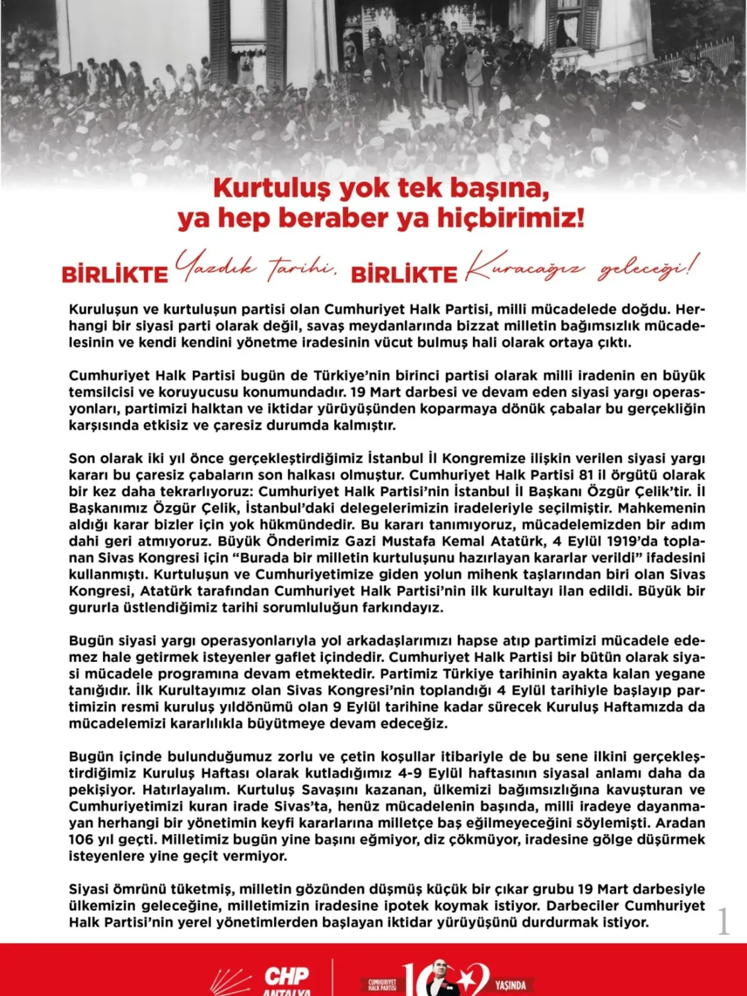 CHP Antalya'dan Eş Zamanlı Basın Açıklaması: 
