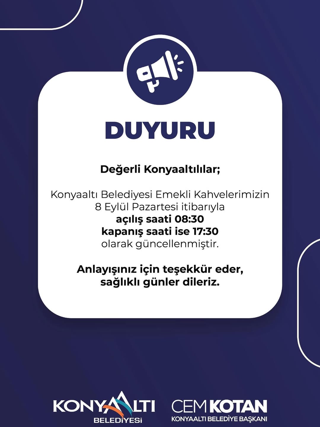 Konyaaltı Belediyesi Emekli Kahveleri Yeni Saatlerle Hizmete Açılıyor