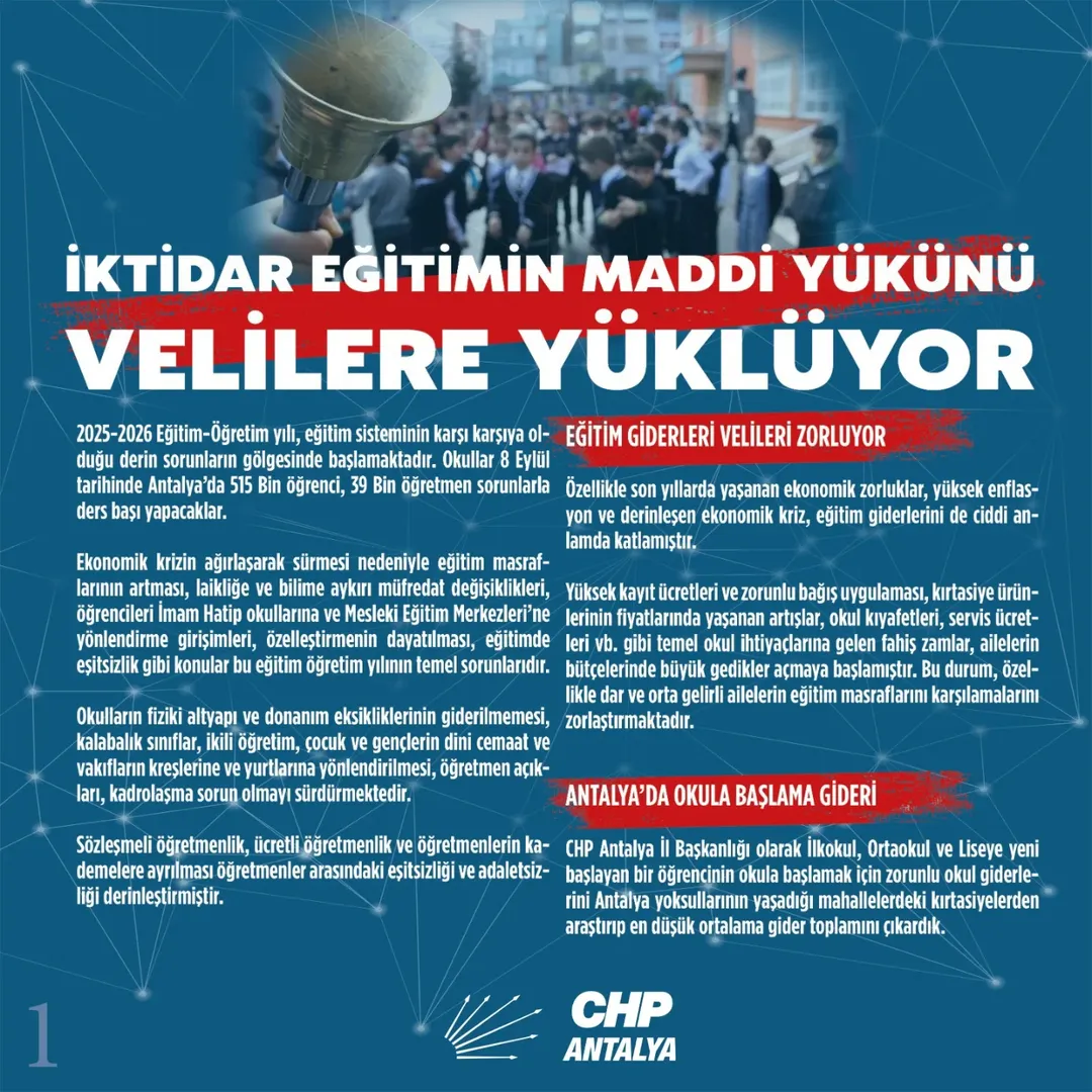 Antalya'da Eğitim Öğretimi Gölgeleyen Kriz ve Yetersizlikler