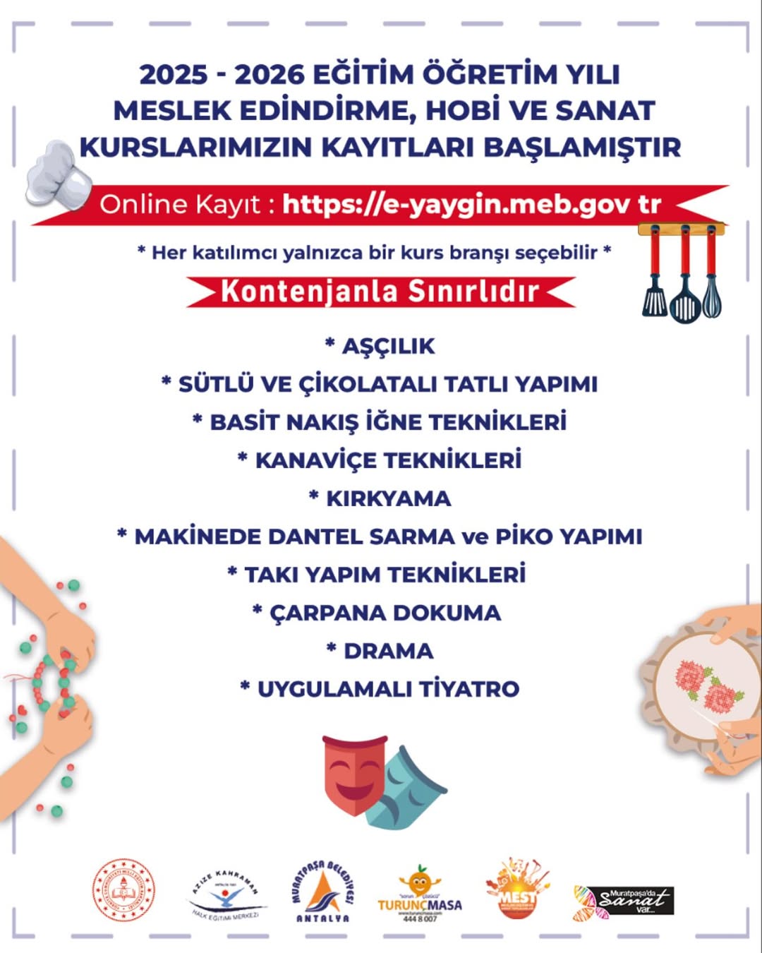 Antalya Muratpaşa Belediyesi'nde Meslek Edindirme Kursları Kayıtları Başladı