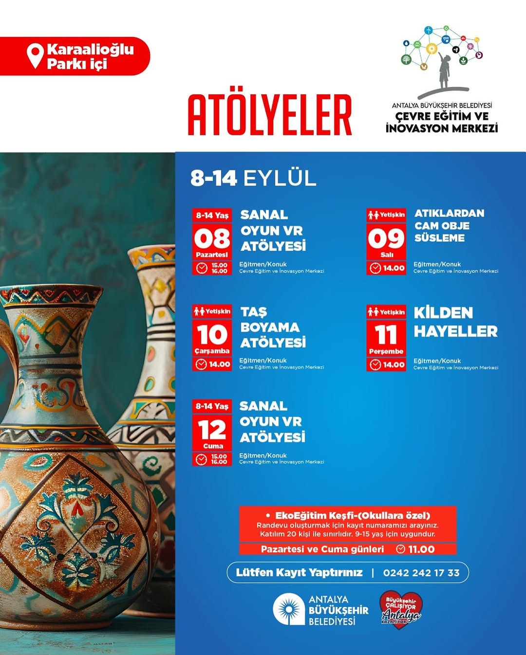 Antalya Büyükşehir Belediyesi'nden Doğaseverlere Ücretsiz Atölye Çalışmaları