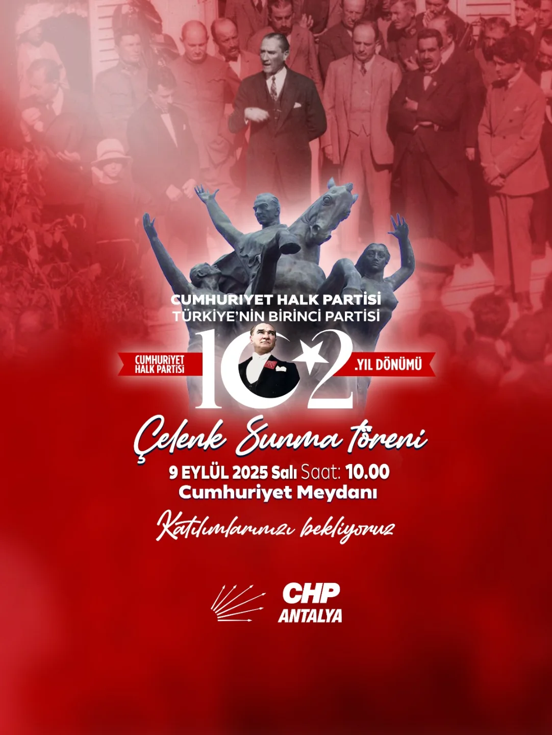 CHP Antalya İl Başkanlığı'ndan 102. Kuruluş Yıl Dönümü Kutlaması