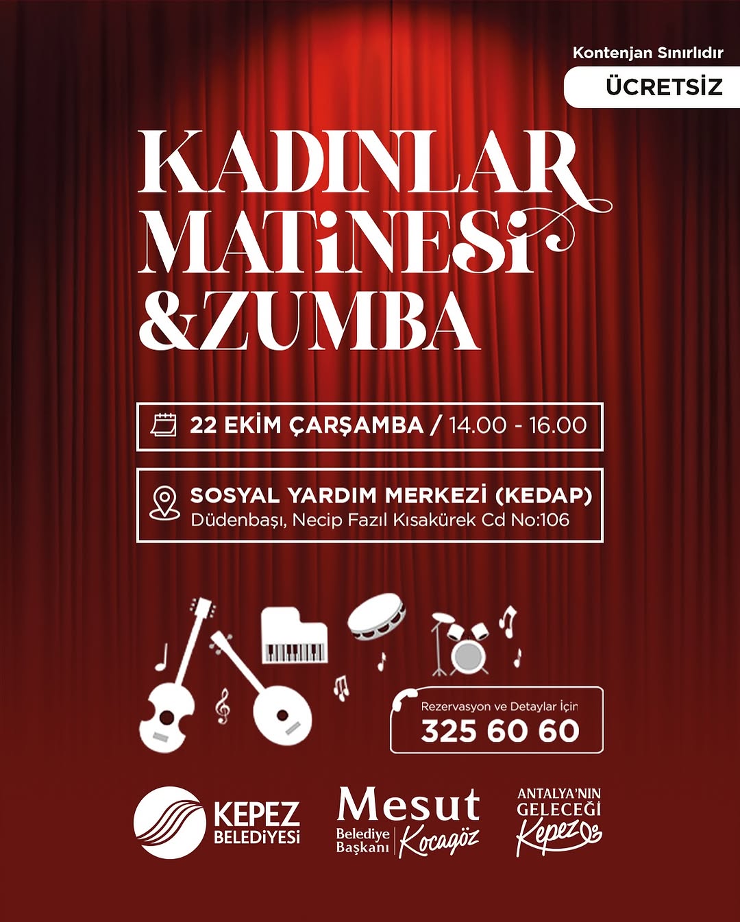 Antalya Kepez'de Kadınlara Özel Ücretsiz Zumba ve Müzik Etkinliği