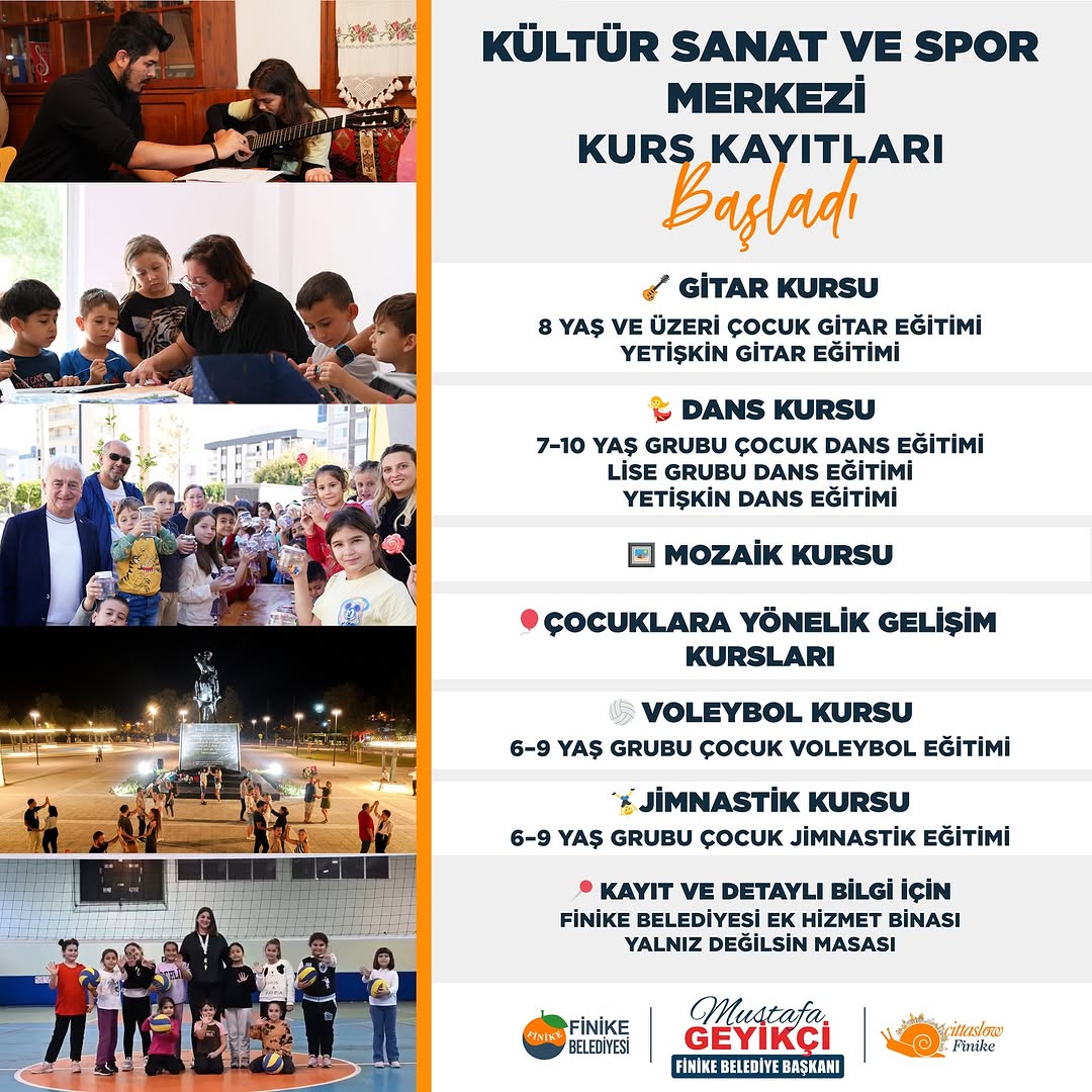 Finike'de Ücretsiz Kurs Kayıtları Başladı: Gitar, Dans, Voleybol ve Daha Fazlası